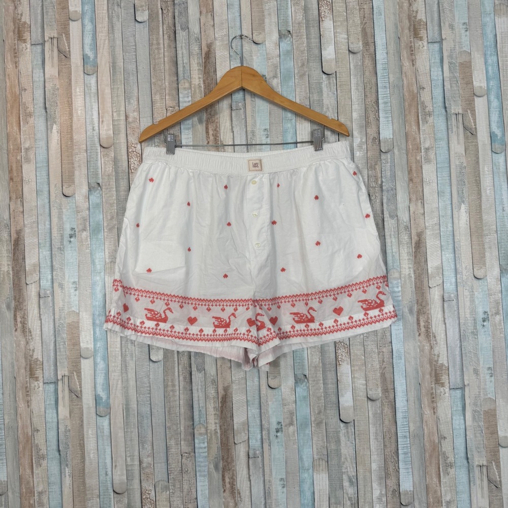 Anthropologie XL LyreBird Cross-Stitch Swan Boxer Shorts Lounge Pajama Sleep